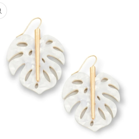 *5$ in bundle* Acetate Monstera Leaf Drop Earrings - Picture 1 of 3